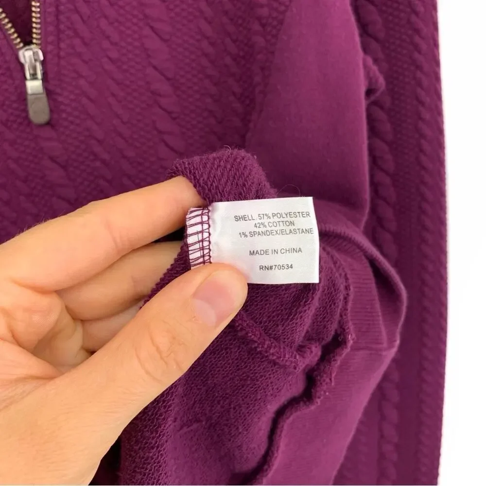 ORVIS Jacquard Cable Knit 1/4 Zip Pullover Sweater Purple S